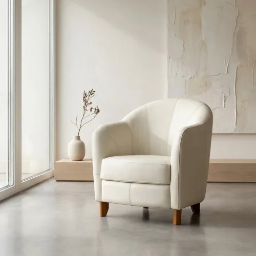 Butaca Gap - Cuero Básico - Off White - (Preventa) en Blanco - Butacas, banquetas y puffs, Uruguay | NYR