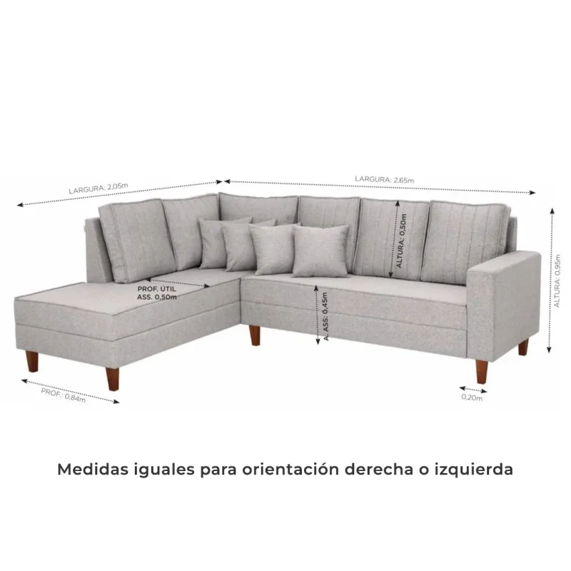 Sillón Esquinero con Chaise - Denver (derecho) en Gris - Sillones y sofás, Uruguay | Delta Center, vista 3