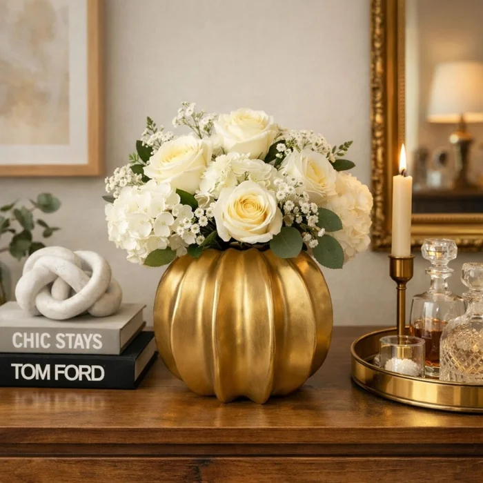 FLORERO GOLD Dorado en Amarillo - Decoración, Uruguay | Viasono