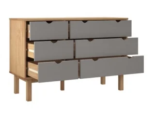 Comoda 6C Mel/Gris Linea Nordica en Madera Maciza en Mel/Blanco - Cómodas, Uruguay | Quesal, vista 2