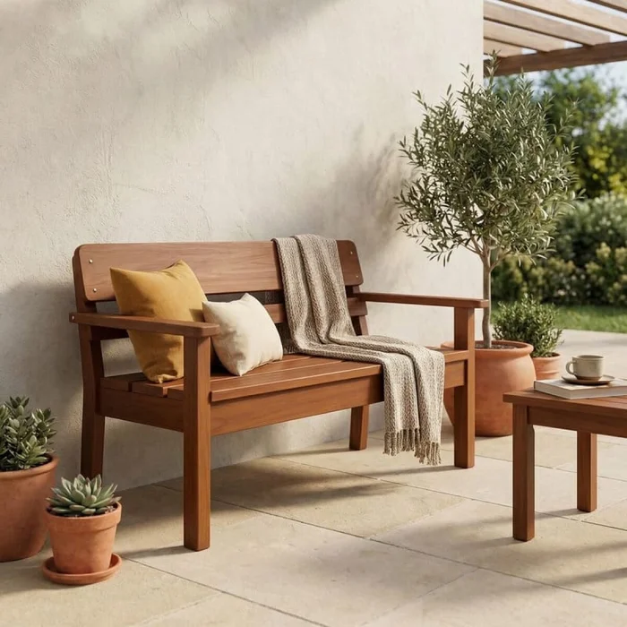 Sillon recto de 2 cuerpos — Serra Amoblamientos en Madera natural - Muebles para el exterior, Uruguay | Serra Amoblamientos, vista 2