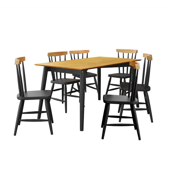 Juego de comedor 6 Sillas - Udine - Ebano en Negro - Mesas de comedor, Uruguay | Rústico Hogar, vista 2
