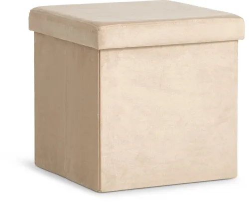 Puf AUNING 38x38 con almac terciopelo arena osc en Beige - Butacas, banquetas y puffs, Uruguay | JYSK