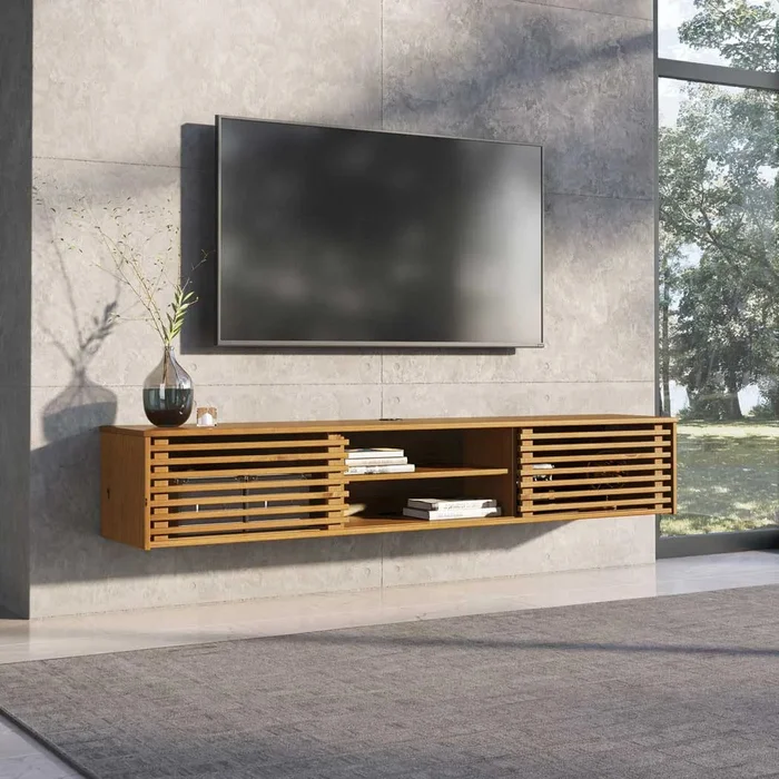 Rack Suspendido TV 175CM Ripado Riven - Madera Maciza en Madera natural - Muebles para TV, Uruguay | Balton, vista 4