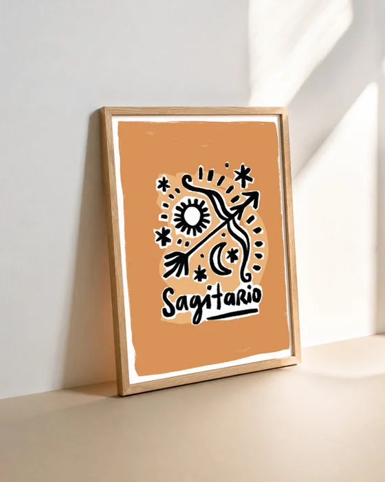 Sagitario - Cuadro Signo del Zodíaco en Naranja - Láminas, Uruguay | Kiosko de Mar, vista 2