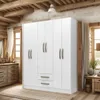 Ropero Armario 6 puertas 2 cajones con estantes y perchero interior natural 172X136X35 - Blanco en Blanco - Roperos y placares, Uruguay | Mulata, vista 6 de 8