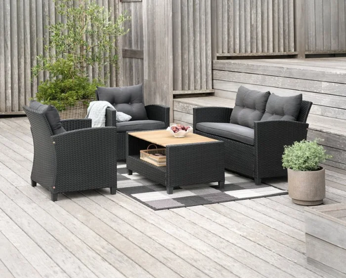 Set jardín VEN 4 plazas negro en Negro - Muebles para el exterior, Uruguay | JYSK, vista 2
