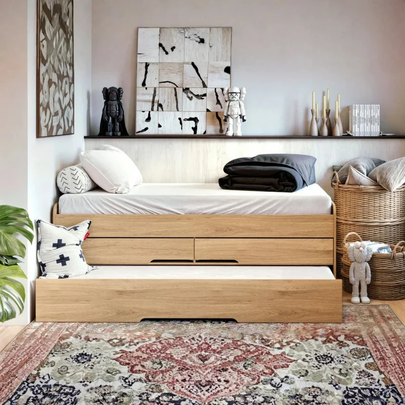 Cama Marinera 1 plaza con cajones - Línea Nordik - Text Frizz en Madera natural - Dormitorio, Uruguay | Ecowood, vista 3