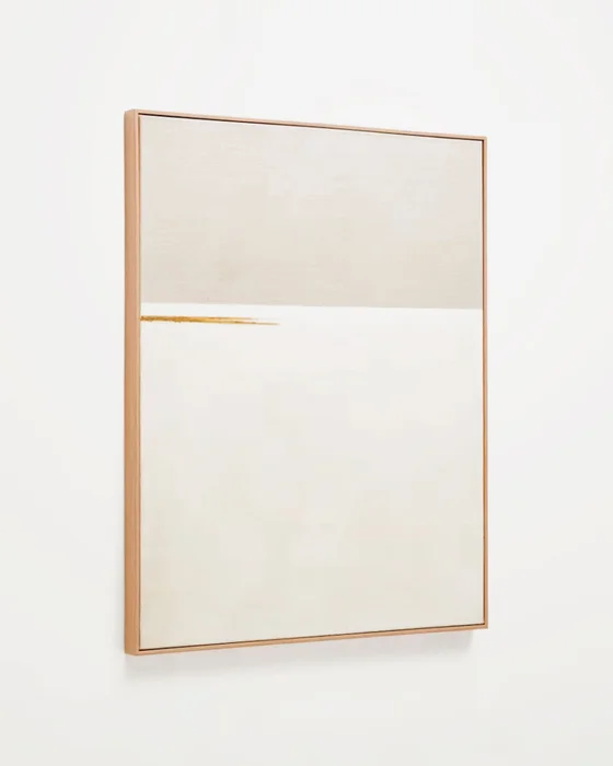 Cuadro abstracto Salin con raya horizontal de lino 80 x 100 cm en Beige - Decoración de pared, Uruguay | Kavehome
