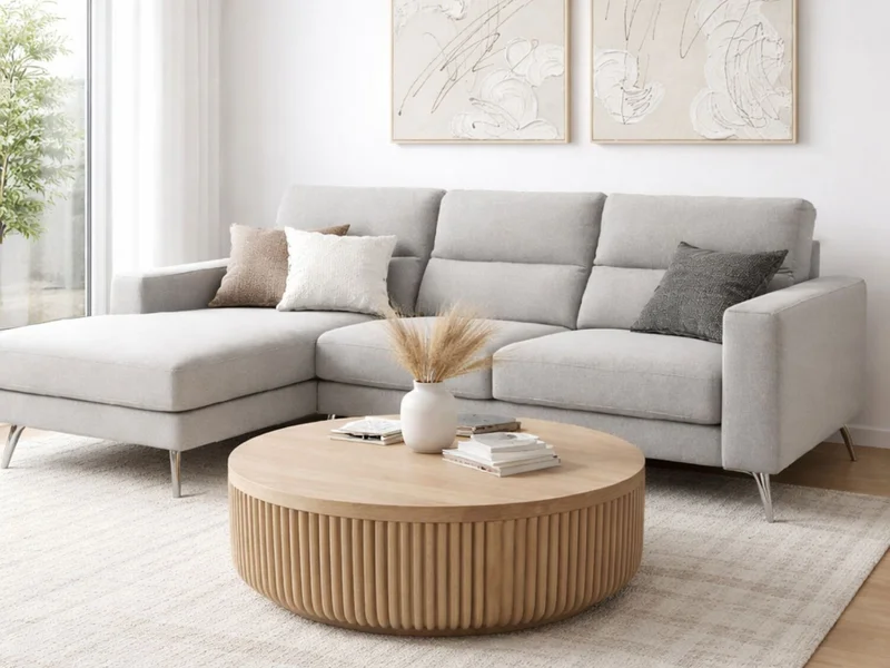 Sofá Chaise MILO en Tela Easy Clean - Gris en Gris - Sillones y sofás, Uruguay | Finkel, vista 3