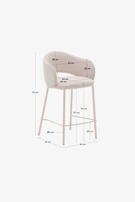 Taburete Maina - de chenilla beige y patas de acero con acabado beige FSC Mix Credit 65 cm en Azul - Butacas, banquetas y puffs, Uruguay | Kavehome, vista 10
