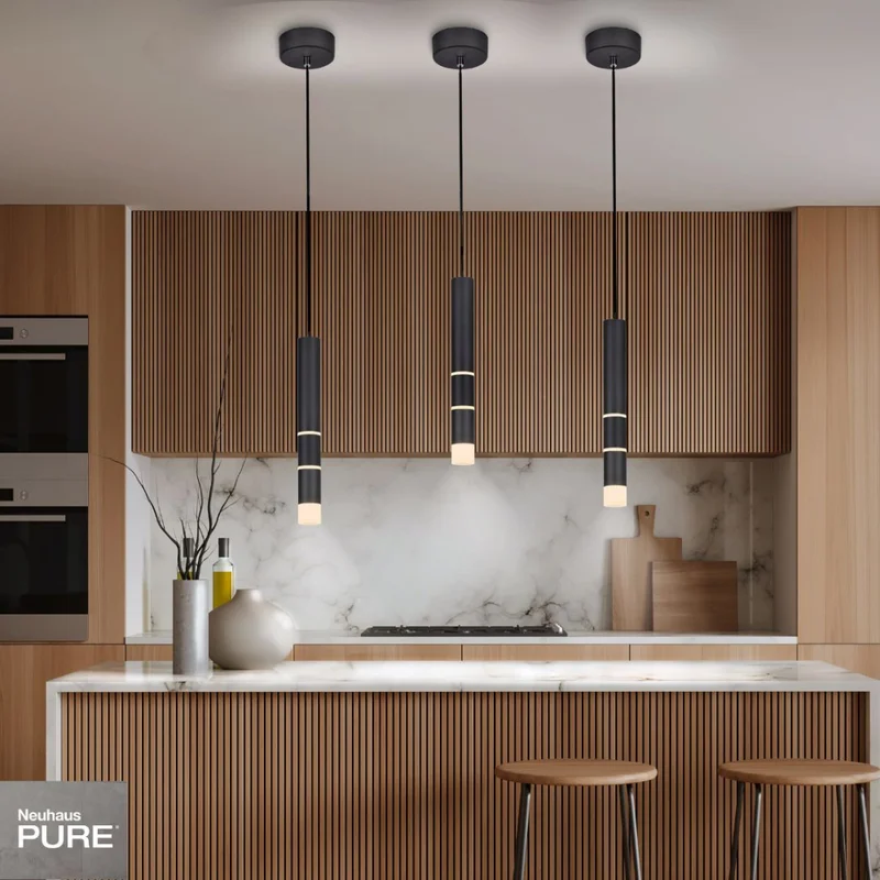 Colgante led rotativo tubular negro 7 posiciones de luz 3000K 10W en Negro - Lámparas colgantes, Uruguay | Iluminica, vista 3