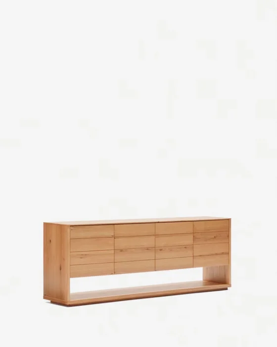 Aparador Alguema - 4 puertas en chapa de roble con acabado natural 200 x 74 cm en Madera natural - Aparadores y recibidores, Uruguay | Kavehome