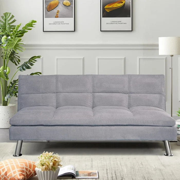 Sofá Cama Tapizado En Microfibra Patas De Metal en Gris - Sillones y sofás, Uruguay | Lais Muebles, vista 2