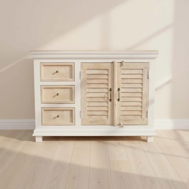 Consola Madera-de-mango Natural-beige Costa Ii Natural Blanco en Blanco - Mesas de living, Uruguay | Divino