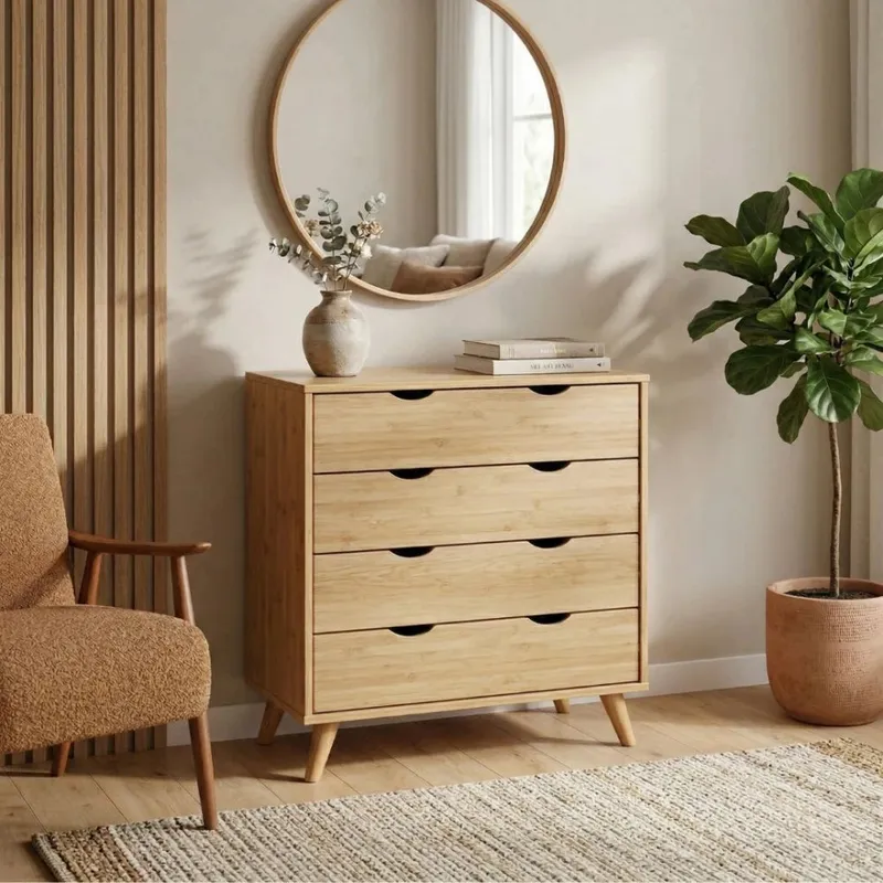 Cómoda 4 Cajones - Línea Berlin - Marrón en Marrón - Cómodas, Uruguay | Ecowood