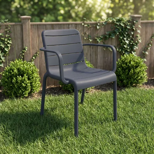 Silla C/posabrazo Polipropileno Gris Cartagena en Gris - Muebles para el exterior, Uruguay | Divino