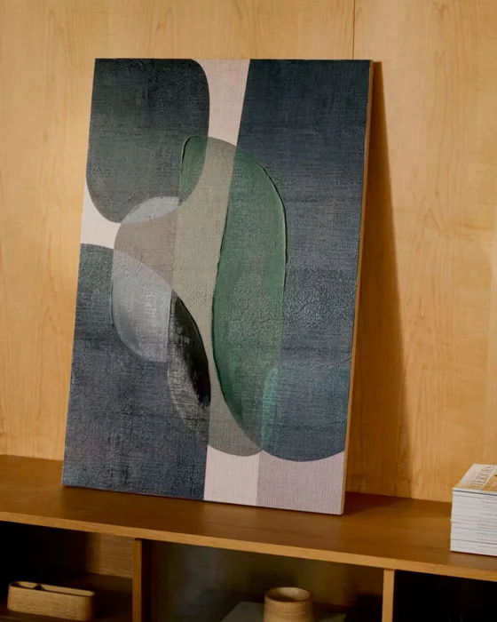 Lienzo abstracto Nemsa azul y verde - 90 x 60 cm en Azul - Decoración de pared, Uruguay | Kavehome, vista 2