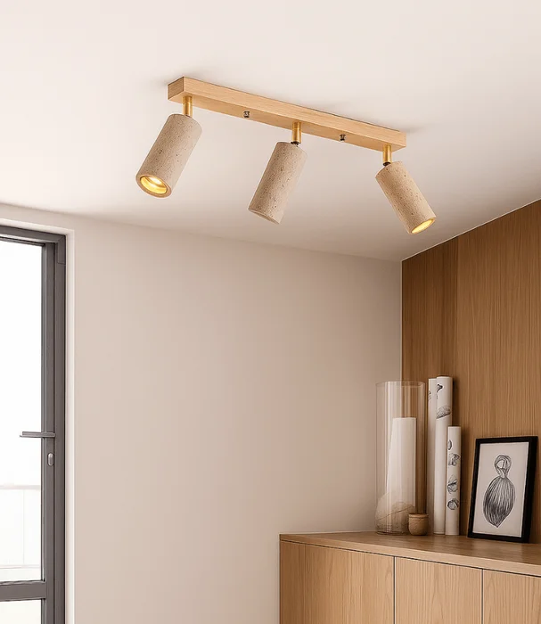 L. TECHO TRAVERTINE 3 LUCES en Beige - Lámparas colgantes, Uruguay | Masinfinito Casa, vista 2