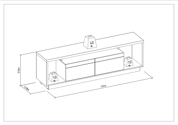 Rack tv Sala Cronos 180cm con tira Led MDF/MDP en Madera natural - Muebles para TV, Uruguay | Balton, vista 14