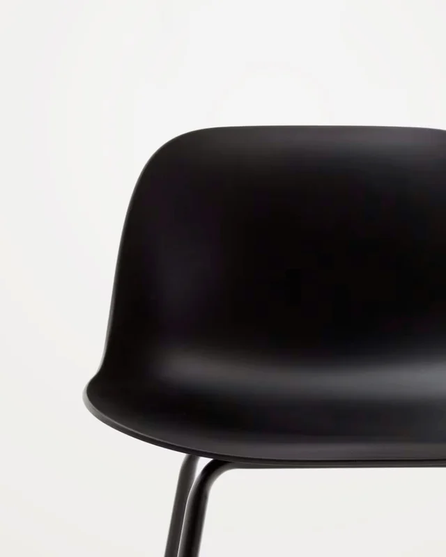 Taburete Altea y patas de acero con acabado - negro 75 cm en Beige - Butacas, banquetas y puffs, Uruguay | Kavehome, vista 3