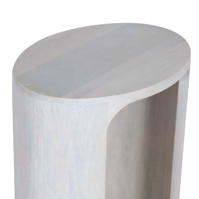 Mesa Auxiliar Madera Blanco Oval en Blanco - Mesas de living, Uruguay | Divino, vista 6