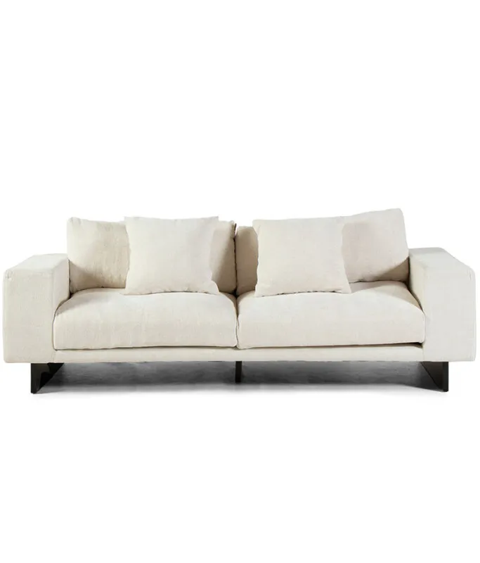 SOFA NEW YORK 3 PLAZAS TELA CAMARGUE NIEVE 230X100X62H CM en Blanco - Sillones y sofás, Uruguay | Vinibel