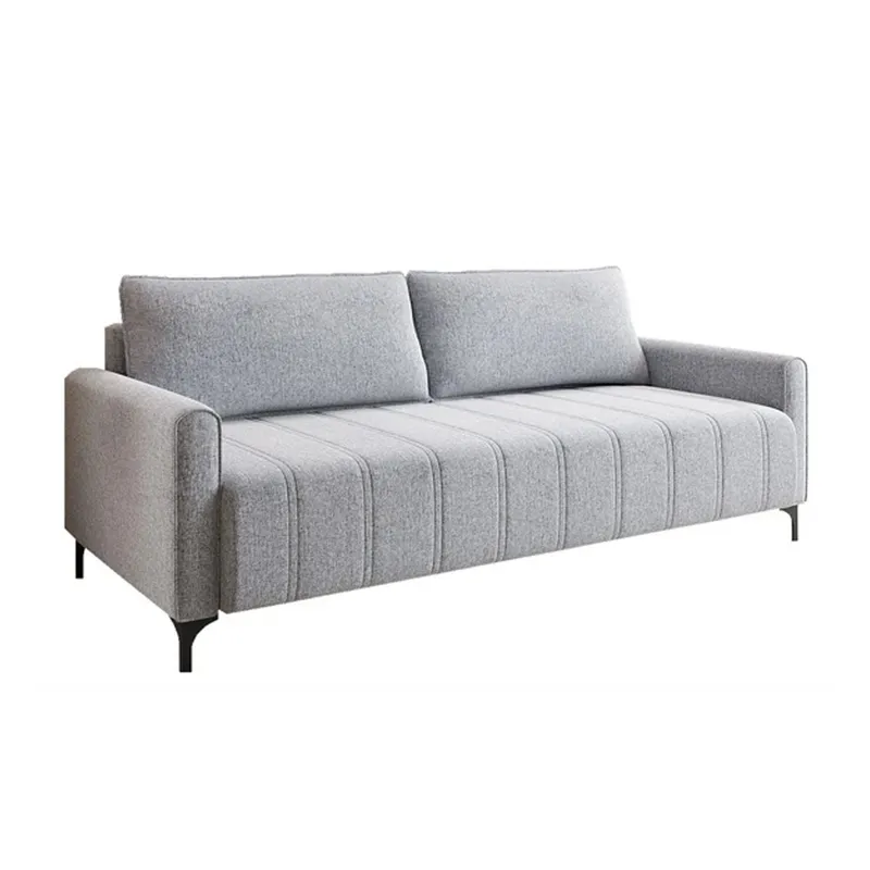 Sofa 3 Cuerpos Tapizado Tela Terciopelo Patas Metalicas en Gris - Sillones y sofás, Uruguay | Soy Hogar