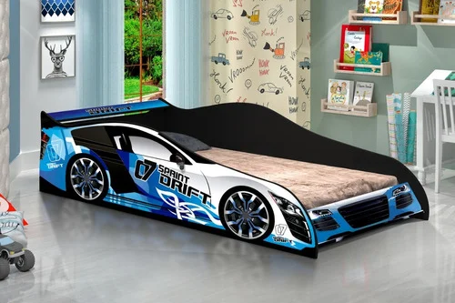 Cama Auto Para Niños 1 Plaza Infantil Drift en Azul - Dormitorio, Uruguay | Soy Hogar, vista 3