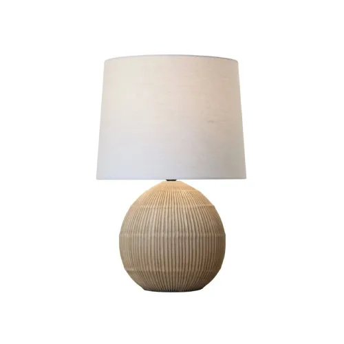 LAMPARA DE MESA CERAMICA D34x51CM LINEAS CAMEL en Beige - Lámparas de mesa, Uruguay | Koz