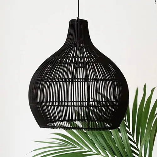 Lámpara De Techo Rattan Hana en Negro - Lámparas colgantes, Uruguay | Alta Gracia Deco