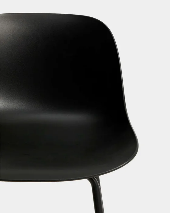 Taburete Altea negro y patas de acero con acabado negro 65 cm. - con acabado negro 65 cm. en Negro - Butacas, banquetas y puffs, Uruguay | Kavehome, vista 2