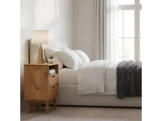 Mesa de Luz 2C y espacio Mel/Gris Linea Nordica en Madera Maciza en Madera natural - Mesas de luz, Uruguay | Quesal, vista 7
