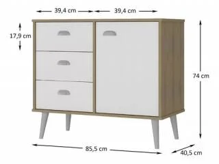 Comoda 3 cajones 1 puerta Nogal/Blanco en Nogal/Blanco - Cómodas, Uruguay | Quesal, vista 2