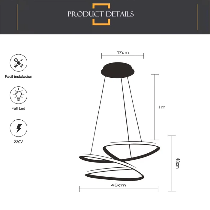 Luminaria led colgante 76W Negro en Negro - Lámparas colgantes, Uruguay | Decotech, vista 5