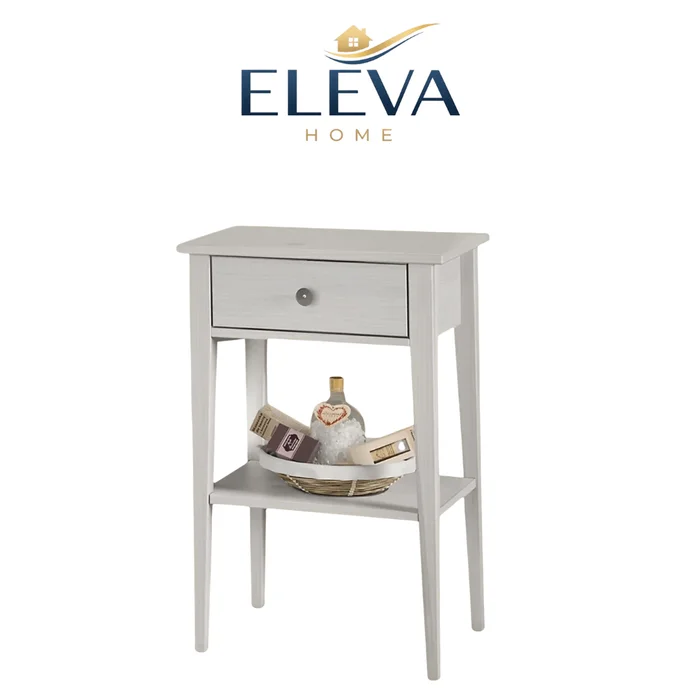 Mesa de luz Berna Madera Maciza - Blanco en Blanco - Mesas de luz, Uruguay | Nario Hogar