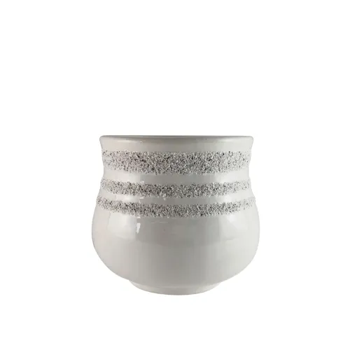 MACETA CERAMICA BOMBE ANILLOS 15.5X15.5X13.5CM BLANCO en Blanco - Macetas, Uruguay | Koz