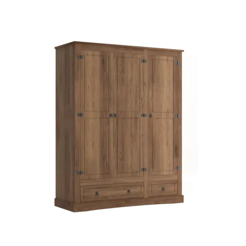 Ropero Madera 3 Puertas Nogal Linea Rustica en Marrón - Roperos y placares, Uruguay | Albanés
