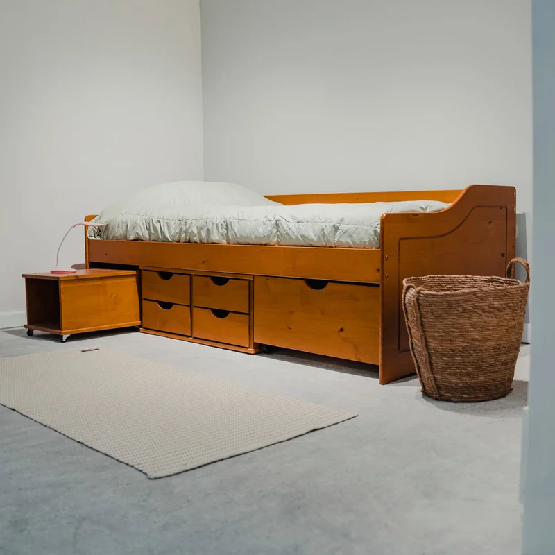 Cama Madera Maciza Con Cajones - 1 plaza - Linea floro - Blanco en Blanco - Dormitorio, Uruguay | Ecowood, vista 9