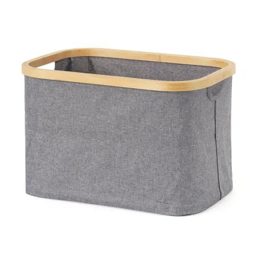 ORGANIZADOR BORDE MADERA 38X26X25CM EXT TELA GRIS en Gris - Canastos, Uruguay | Decohogar