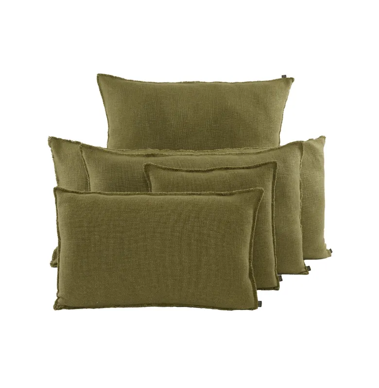ALMOHADON CALIFORNIA LINO en Verde oliva - Textiles, Uruguay | Masinfinito Casa