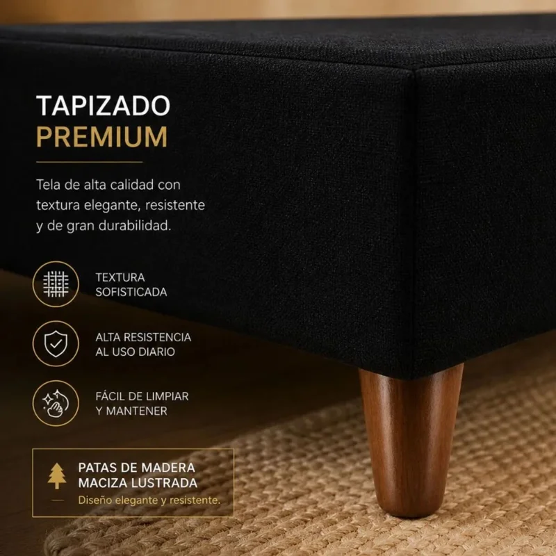 Cama SmartBox HAMPTONS Extra King 200x200 cm - Negro en Negro - Dormitorio, Uruguay | La Cueva Muebles, vista 5