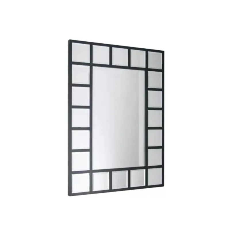 Espejo metal borde cuadriculado en Negro - Decoración de pared, Uruguay | Concetto Casa