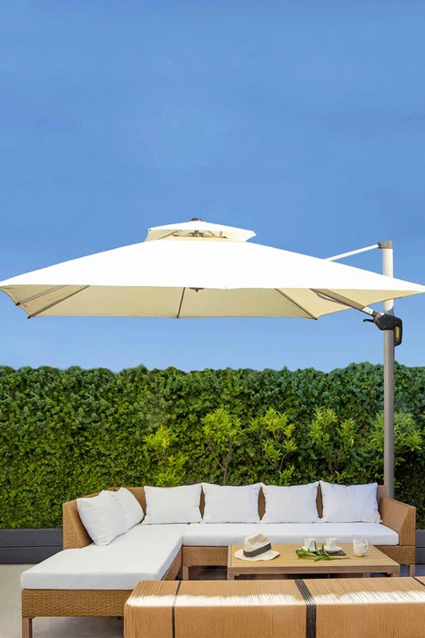 SOMBRILLA U-ROMAN UMBRELLA CRUDA S003 (D) 300X300X270H CM en Blanco - Muebles para el exterior, Uruguay | Vinibel
