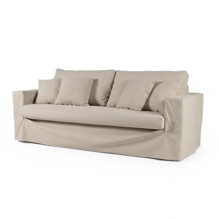 Sofá Moscow con Funda - Tela Rústica - 3 cuerpos - TD5263-1636 (Capuccino) en Beige - Sillones y sofás, Uruguay | Nyr