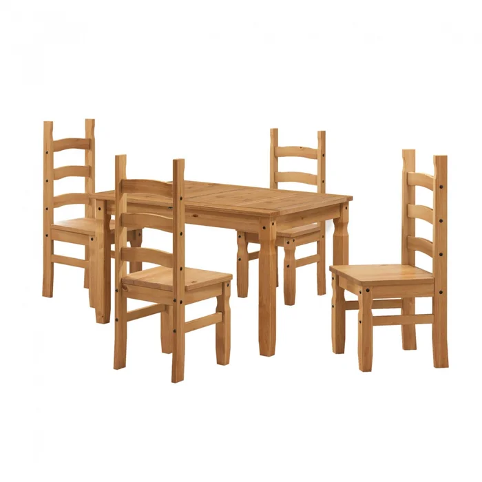 Juego de comedor Extensible 4 Sillas Mad Maciza 120 a 160 cm - Natural en Marrón - Mesas de comedor, Uruguay | Rústico Hogar, vista 2