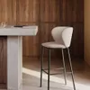 Taburete Ciselia de chenilla - beige y acero negro altura 75 cm en Beige - Butacas, banquetas y puffs, Uruguay | Kavehome, vista 2 de 9