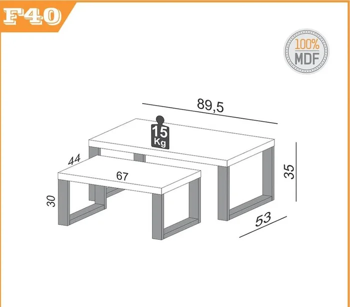 Conjunto de Mesas Ratonas Industrial 100% MDF - Linea Factory en Madera natural - Mesas de living, Uruguay | Balton, vista 10
