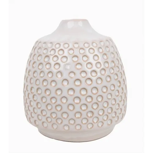 FLORERO RELIEVES D9x10CM CERAMICA BLANCO en Blanco - Jarrones, Uruguay | Decohogar