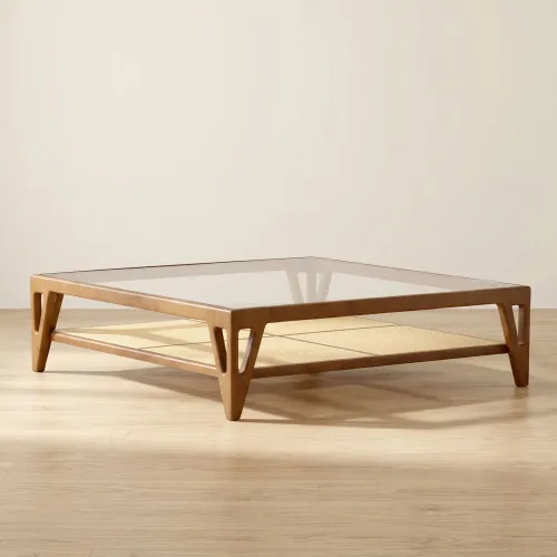 Mesa Ratona Madera-y-vidrio Natural-beige Rosa Natural en Madera natural - Mesas de living, Uruguay | Divino